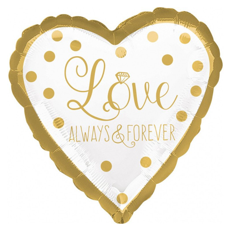 Balon foliowy Serce - Gold Wedding - Love Always & Forever