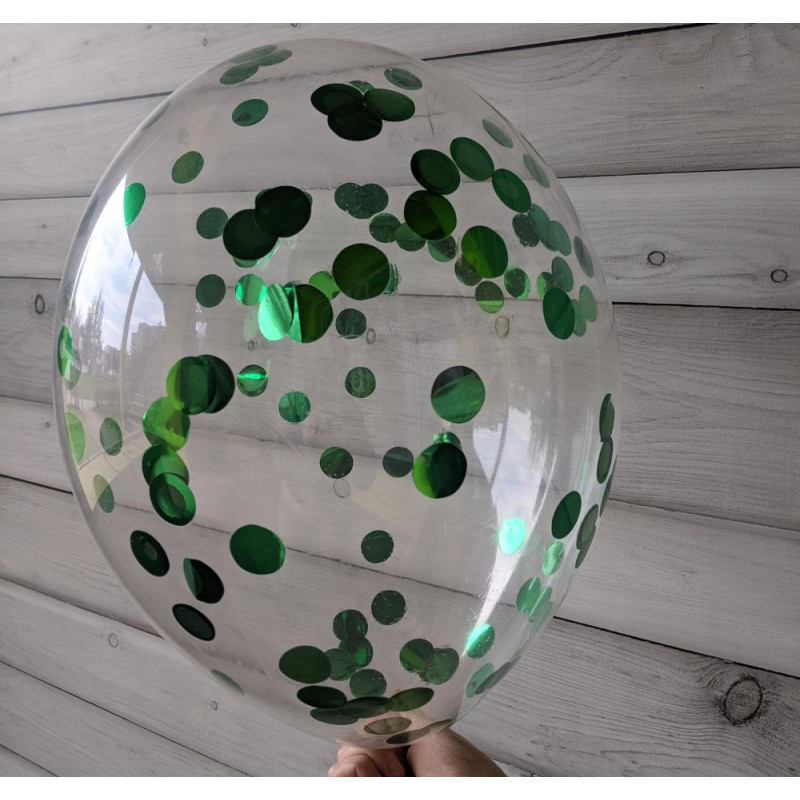 Balon z zielonym konfetti, 12 cali