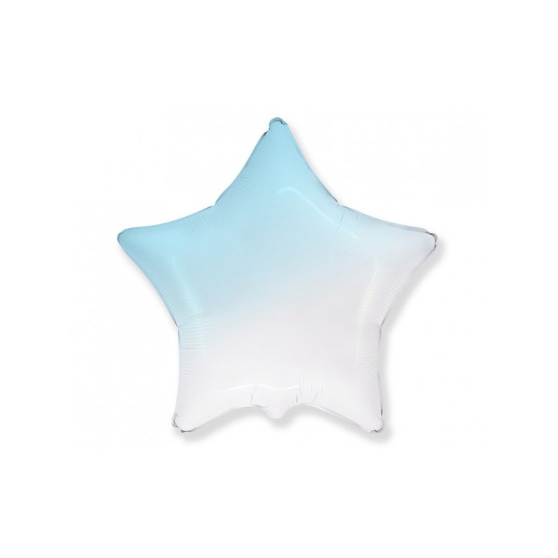 Balon foliowy gwiazda - biało-błękitne ombre - 18' (45 cm)
