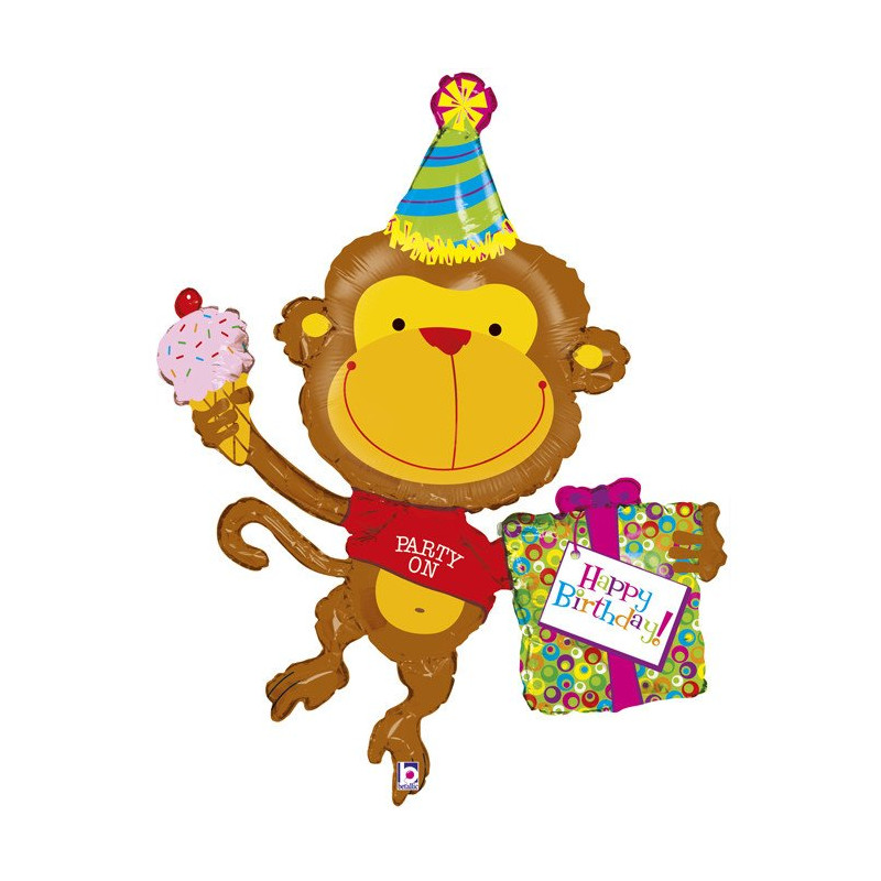 Balon urodzinowy Małpka - Happy Birthday  - 124 cm