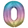 Balon tęczowa cyfra 0, 83 cm