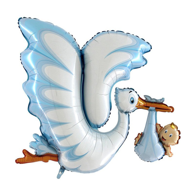 Balon foliowy BOCIAN - Niebieski - 135 cm