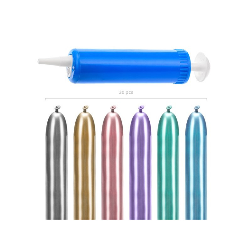 Balony do modelowania Glossy - Zestaw z pompką - mix kolorów