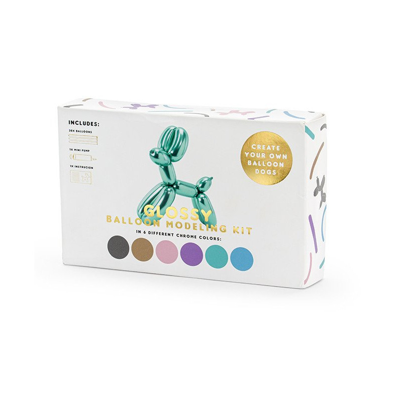 Balony modeliny Glossy 130cm z pompką, mix