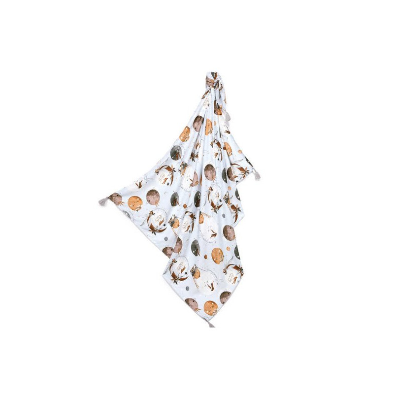 Otulacz Bambusowy Fringe, By Whatannawears - Fly me to the Moon Sky, La Millou