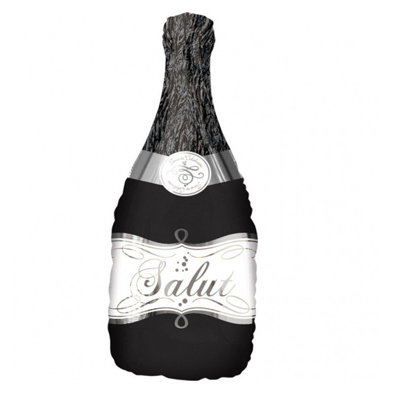 Balon Szampan Foliowy - Salut - Czarny - 91 cm