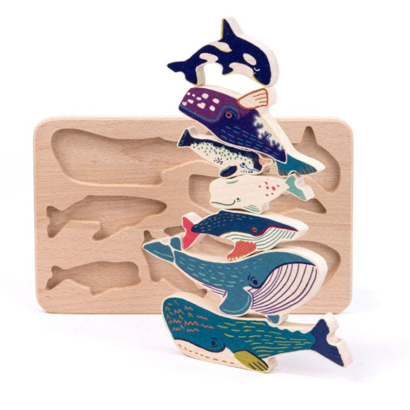 Bajo 97350 - Rodzina wielorybów  - drewniana układanka
