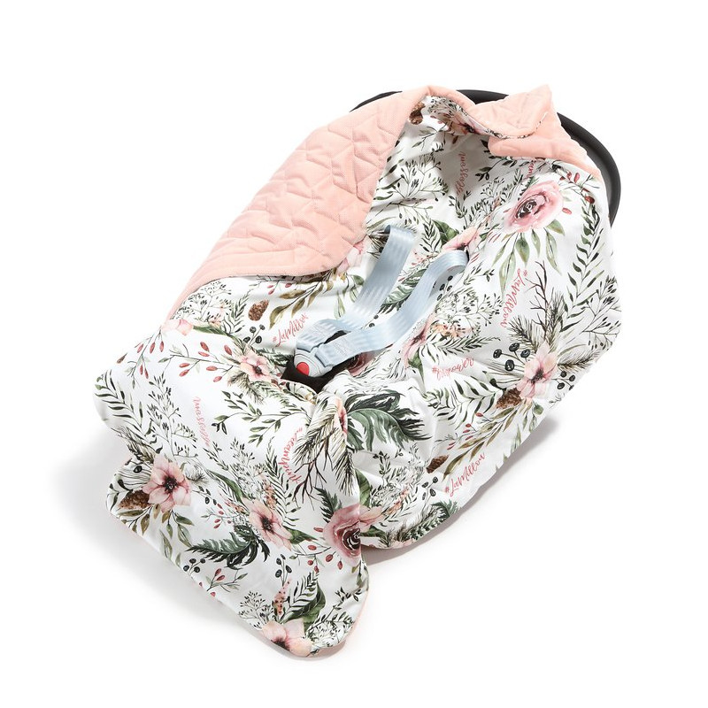 Kocyk do fotelika, Wild Blossom, velvet powder pink