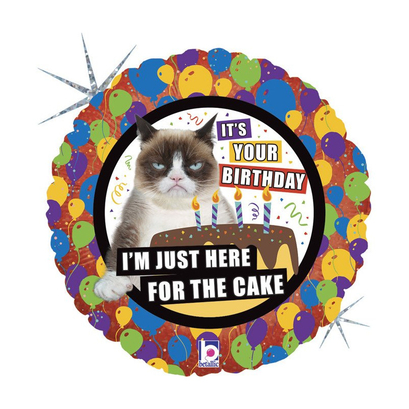 Balon urodzinowy "Grumpy Cat" - Cake Birthday - 46 cm