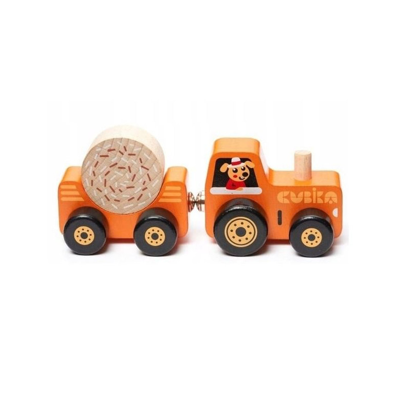 Traktor drewniany z magnesami, Cubika