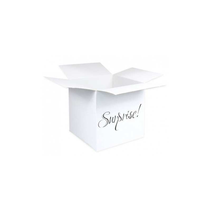 Pudło na balony z napisem Suprise! (Niespodzianka!)