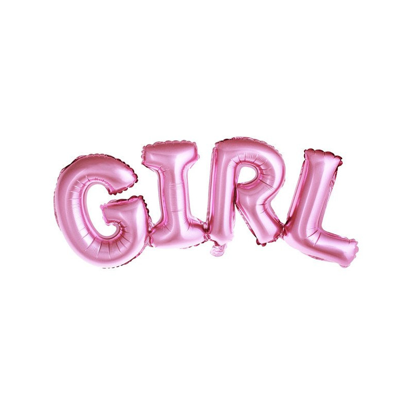 Balon foliowy GIRL (Dziewczynka) - różowy, meatlizowany