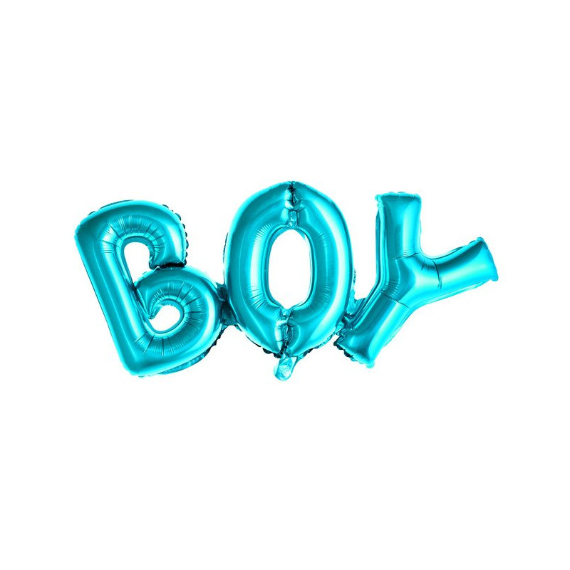 Balon foliowy BOY (Chłopiec) - niebieski, metalizowany