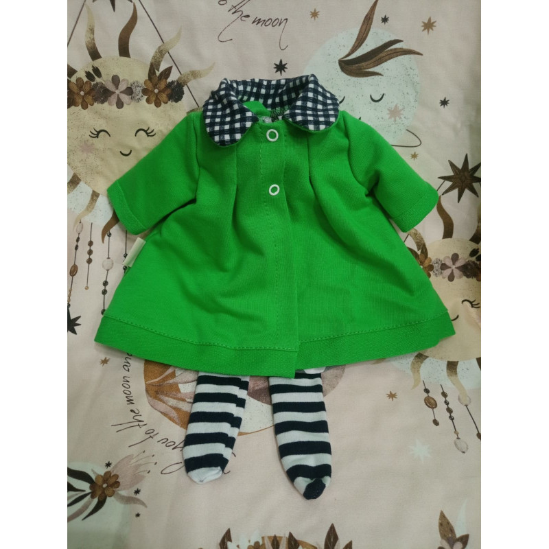 Ubranko dla lalki - Sukienka z zielonym płaszczykiem