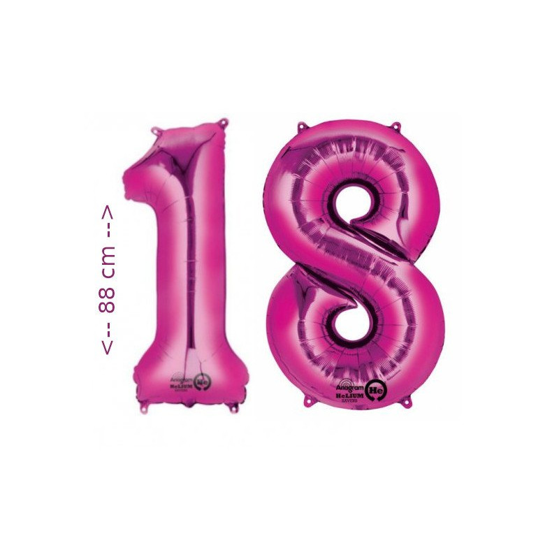 Balony na 18 urodziny, różowe, 88 cm
