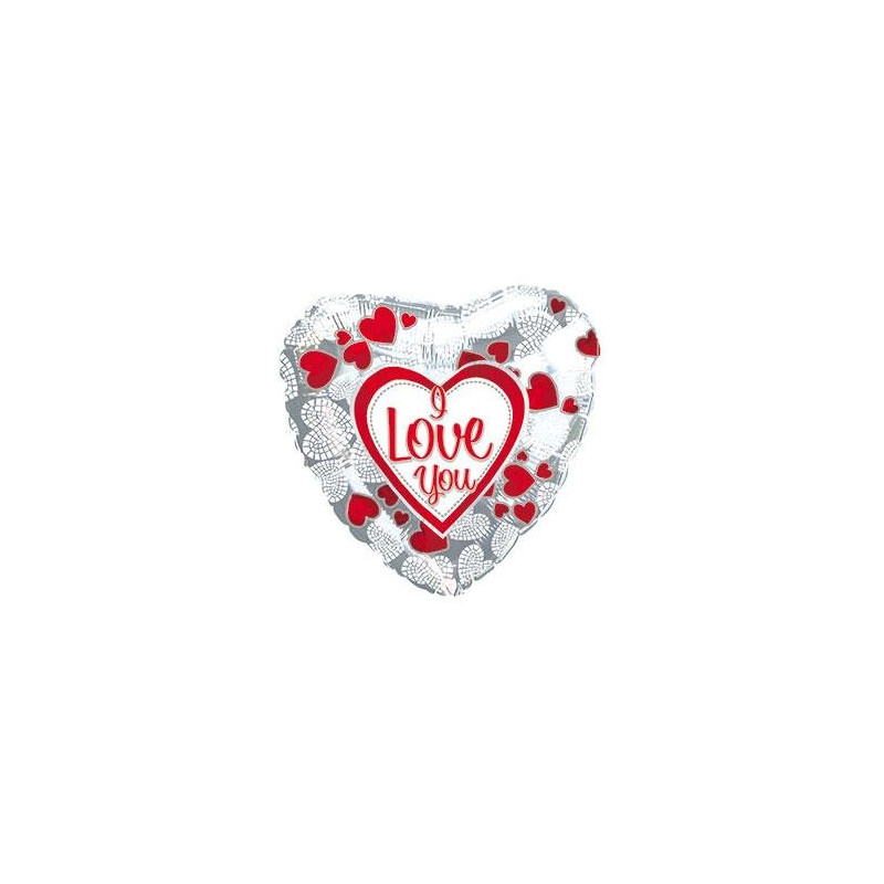 Balon foliowy serce 18" - I Love You - srebrne
