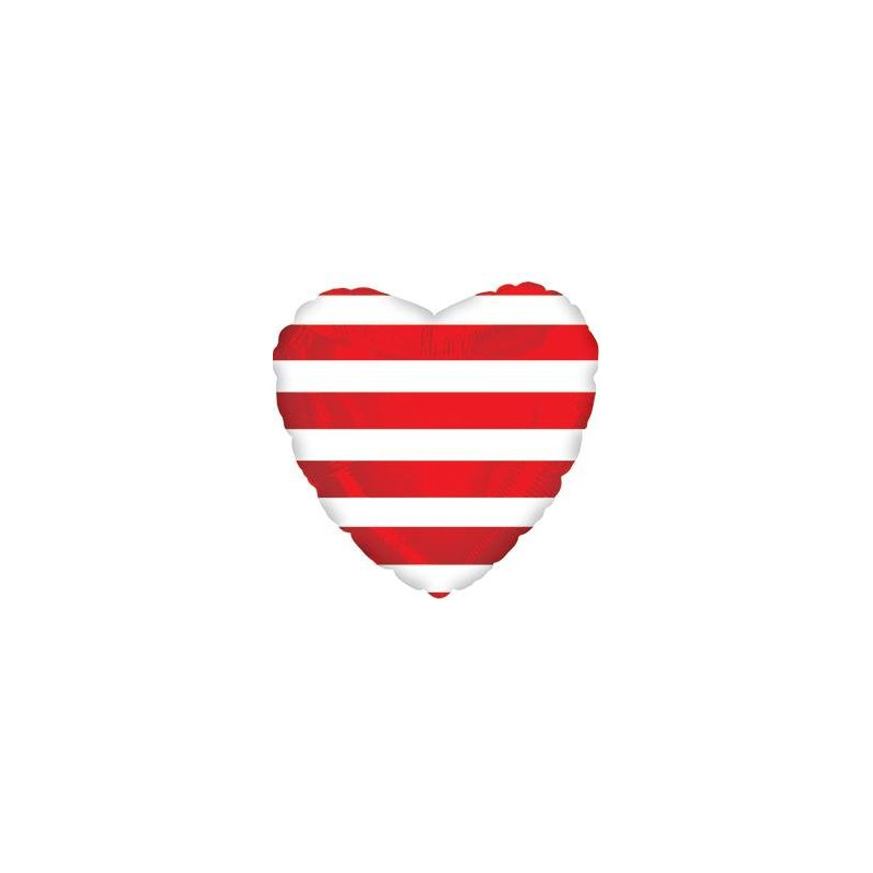Balon foliowy serce 18" - Czerwone w białe paski