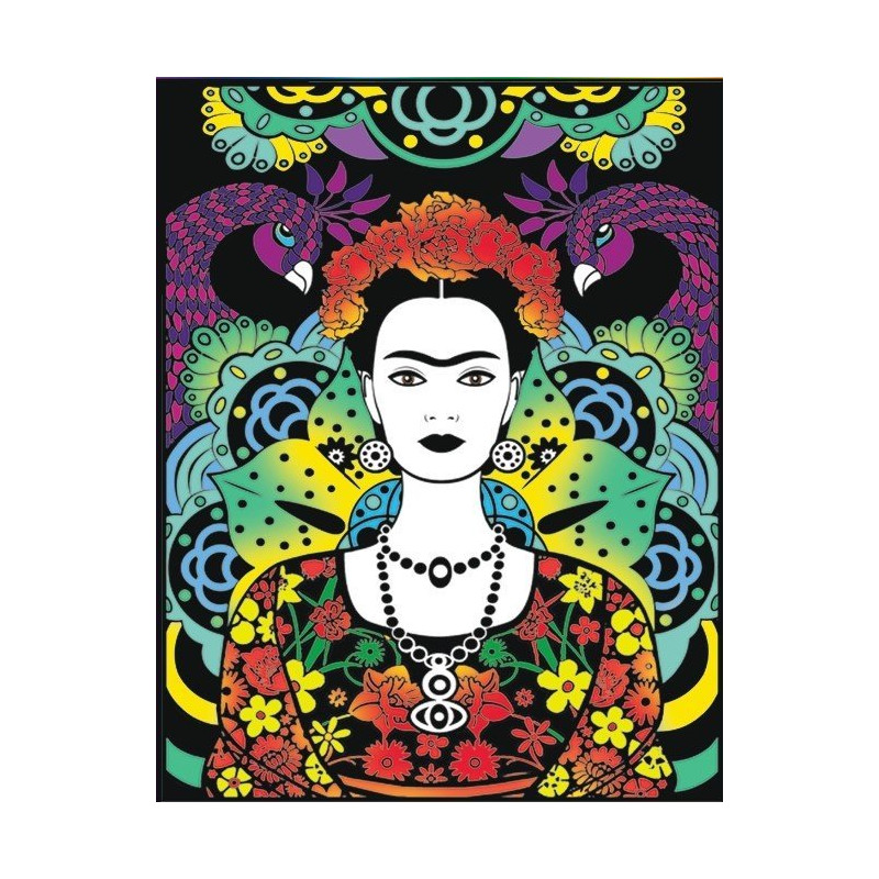 Duży plakat do pokolorowania, tło velvet, portret Fridy