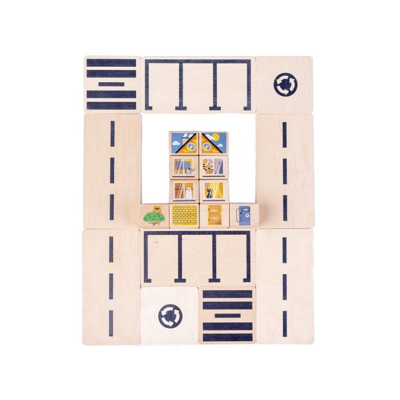 Drewniane klocki do budowy miasta, City Mini
