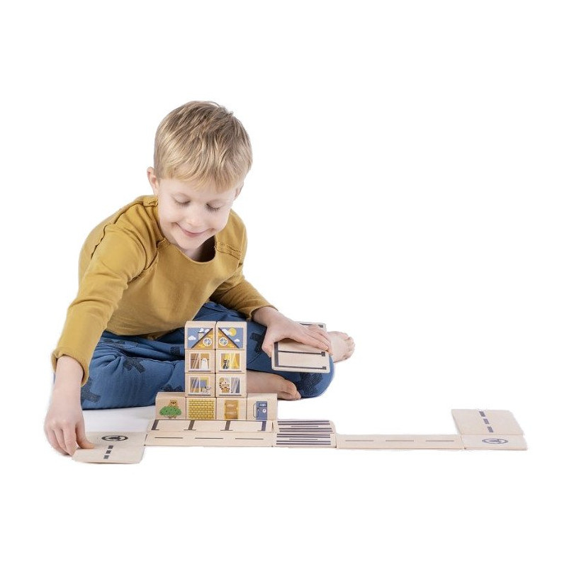 Drewniane klocki Miasto, City Mini