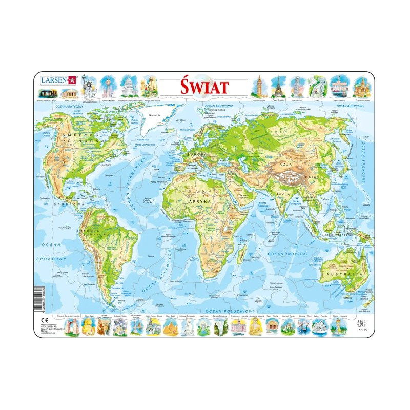 Larsen, puzzle edukacyjne, Mapa Świata