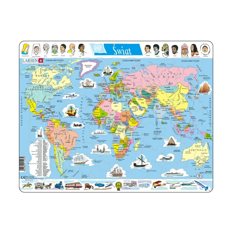 Larsen, puzzle edukacyjne, Mapa polityczna Świata