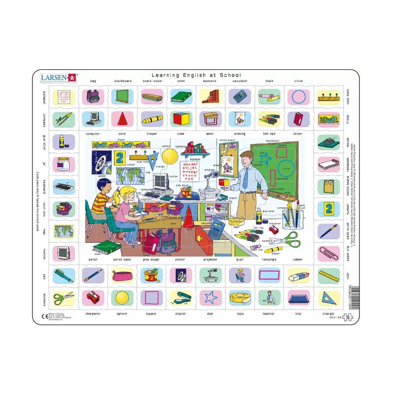 Larsen, puzzle - nauka angielskiego - English at the school