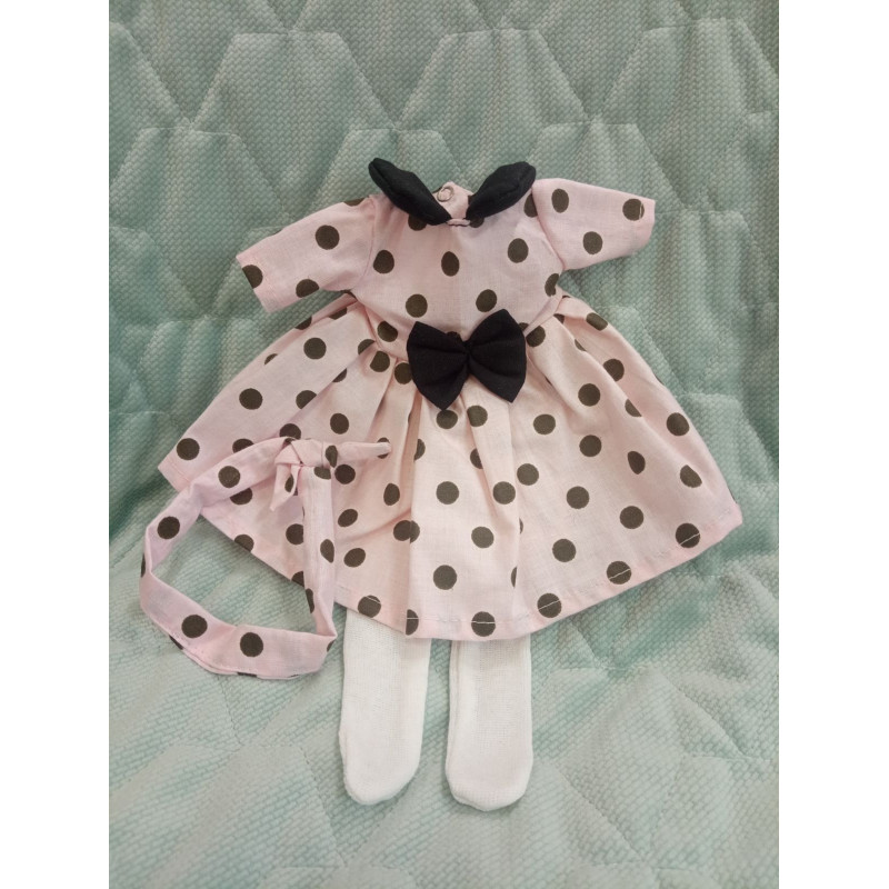 Zestaw dla lalki, sukienka w groszki