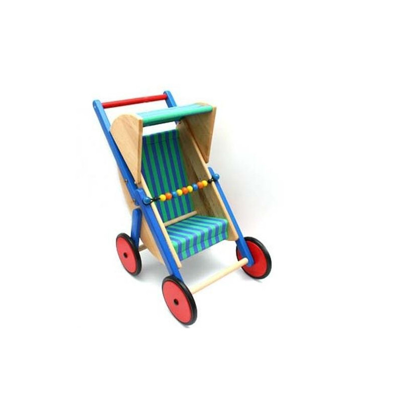 Drewniany wózek spacerówka dla lalek - Bajo 74210