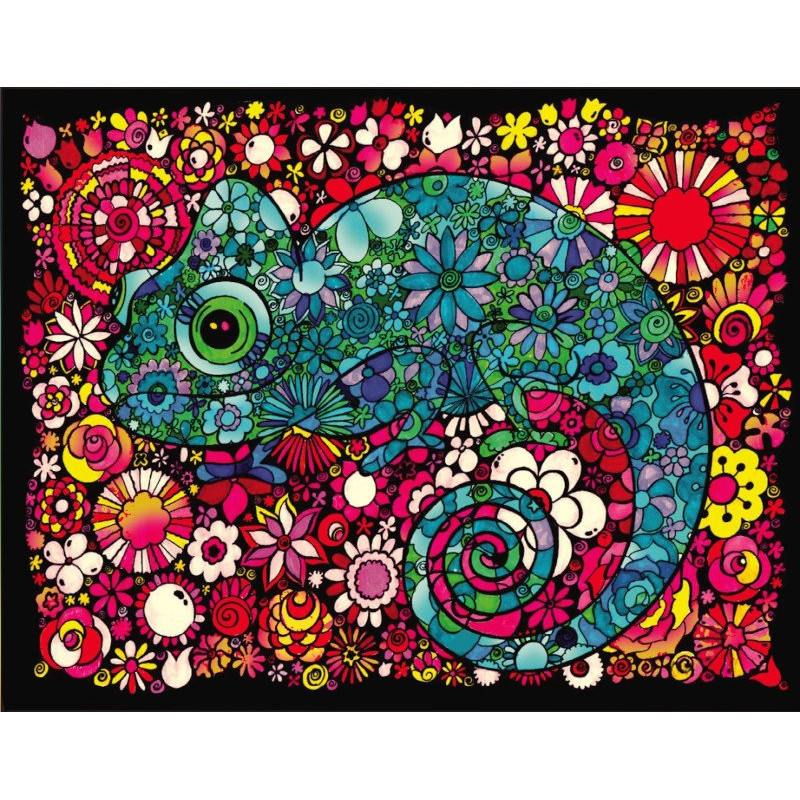 Duży plakat do pokolorowania, tło velvet, Kameleon