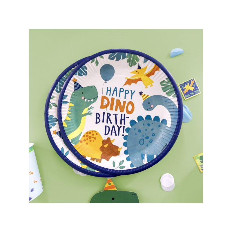 Talerzyki papierowe "DINO" - Dinozaury, 23 cm, 8 szt.
