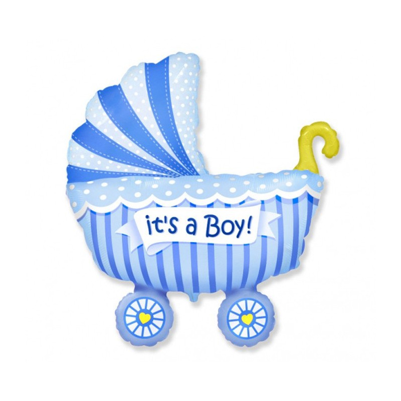Balon w kształcie wózka - narodziny chłopczyka - 61 cm