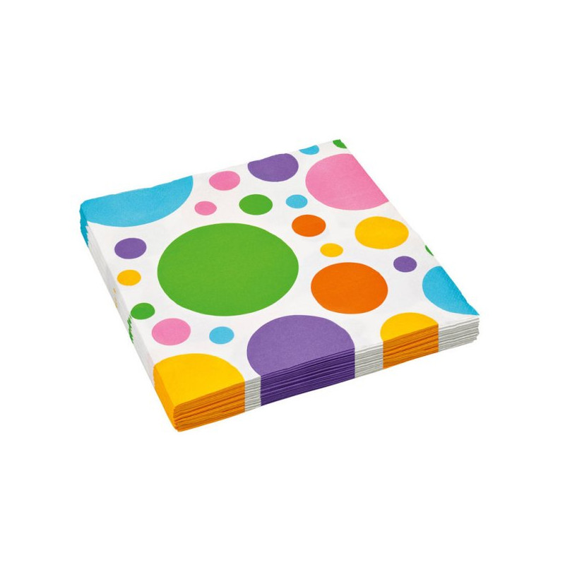 Serwetki papierowe "Dots rainbow" 20 szt., 33 x 33 cm