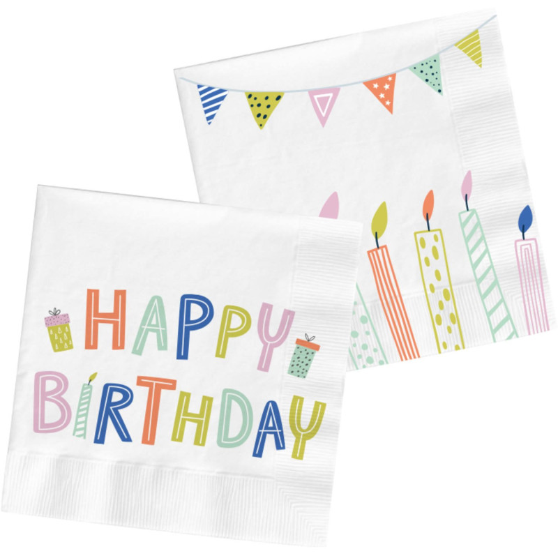 Serwetki  "Happy Birthday" - Party Green - 20 szt, 33 x 33 cm