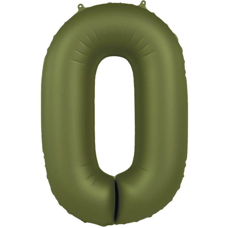 Balon Cyfra 0 - Olive Green - Ultra Matt - 86 cm