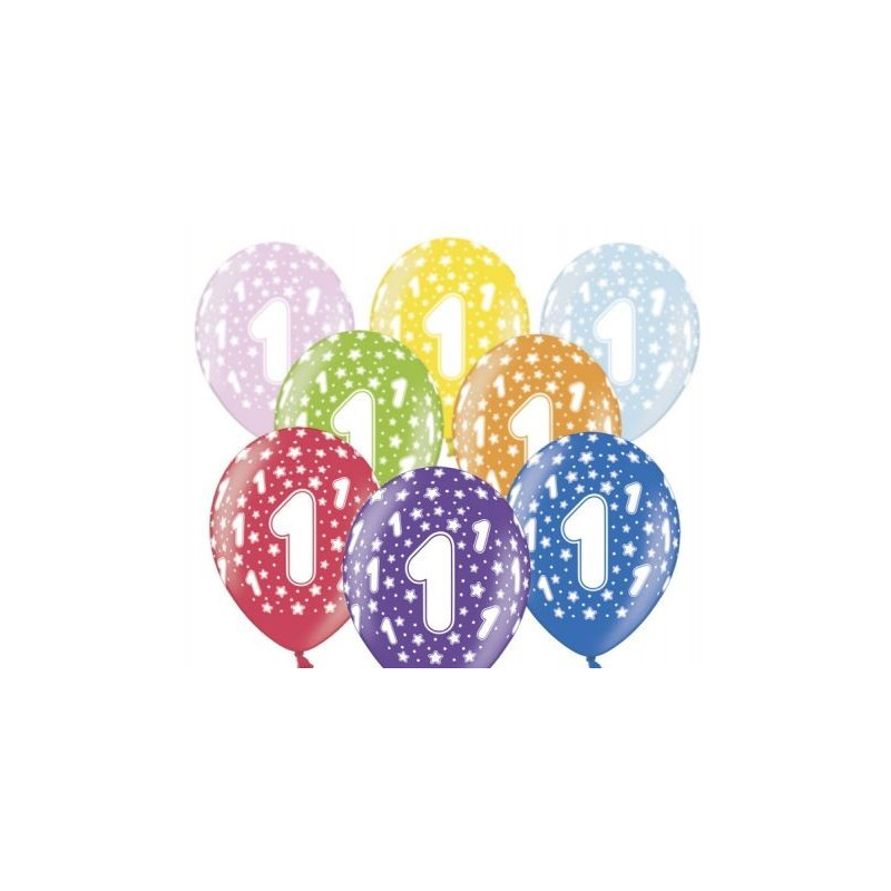 Balon 30cm Jedynka -  lateksowy, różne kolory