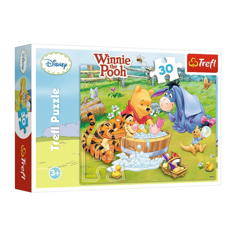 Puzzle Trefl 30, Kubuś Puchatek, Kąpiel Prosiaczka