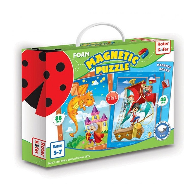 Puzzle magnetyczne 2w1 z tablicą Piraci i Rycerze, Roter Kafer