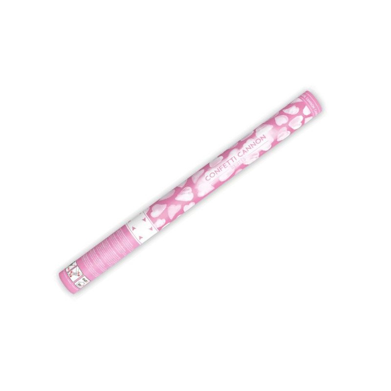 Tuba z konfetti - białe serduszka - na ślub - 60 cm