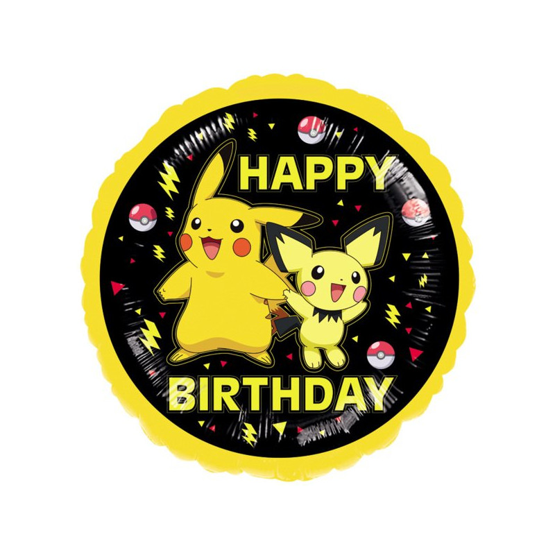 Balon foliowy Pokemon - Pikachu "Happy Birthday" - 43 cm