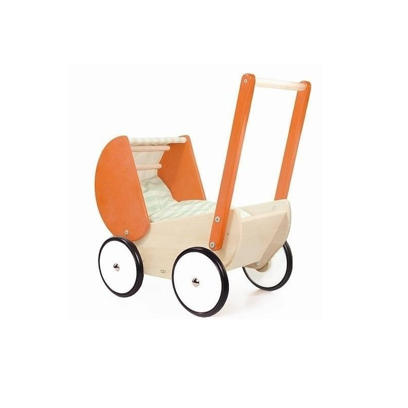 Bajo 74130 - drewniany wózek dla lalki - pomarańczowy