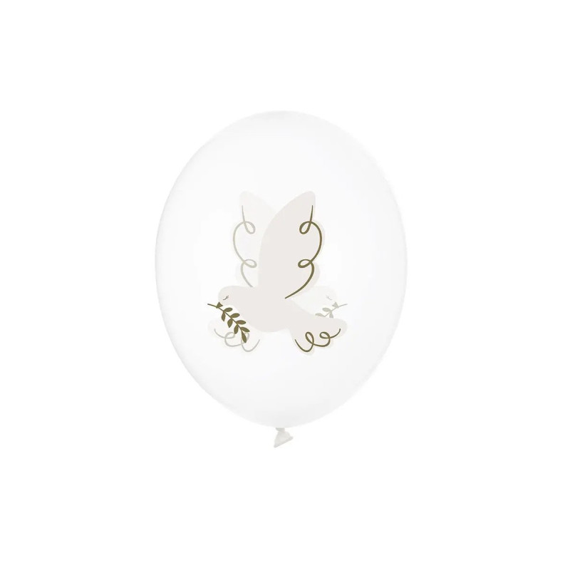 Zestaw balonów na I Komunię Świętą lub Chrzest - Gołąbek - 6 sztuk - 30 cm