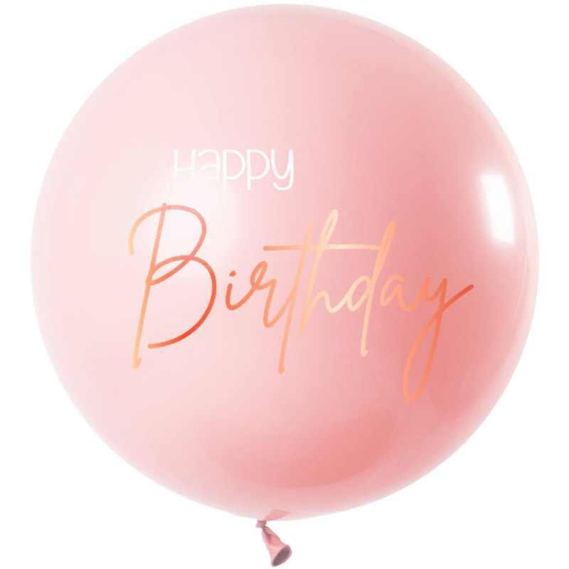 Balon kula 'Happy Birthday' - Elegant Lush Blush (Różowy) - 80 cm