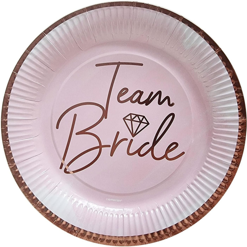 Talerzyki "Team Bride" - Na Wieczór Panieński - 23 cm - 8 szt